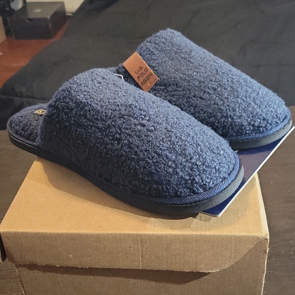 U.S. Polo Assn. Sherpa Slip-On Slippers "Navy Blue" M9/10/W10.5/11.5 NWT - Picture 3 of 6